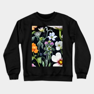 Colorful meadow flowers on a dark background Crewneck Sweatshirt